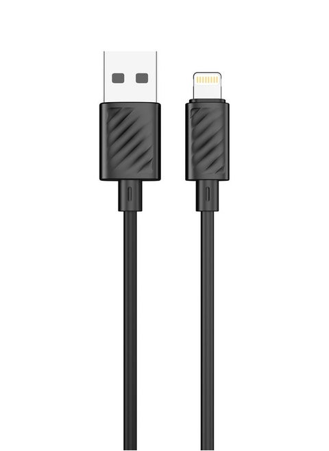USB A to Lightning PVC Cable 1.2M / 3A Fast Charge /Flexible Material /Universal Compatibility - Black