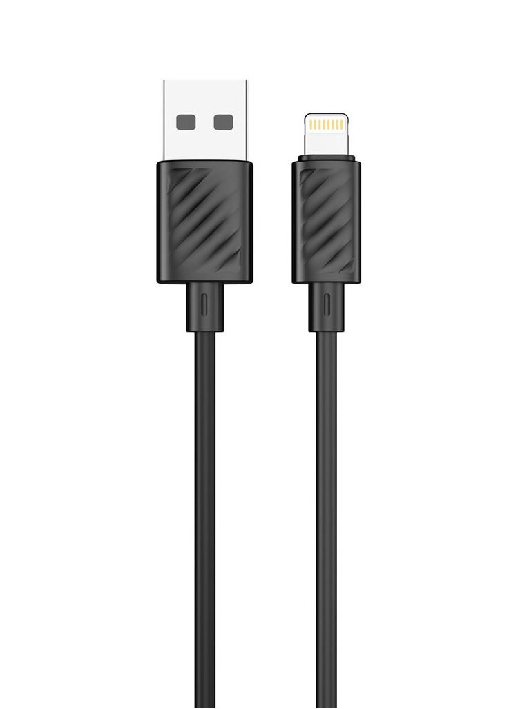porodo - USB A to Lightning PVC Cable 1.2M / 3A Fast Charge /Flexible Material /Universal Compatibility - Black - Image 1