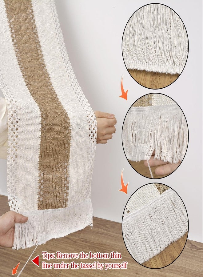 tiosggd Boho Table Runner 36 inches, Macrame Brown Table Runner Short, Rustic Farmhouse Nightstand Runner, Dresser Scarf for Bedroom, Coffee Table Cover, Side Table, Spring Summer Country Table Decor - Image 5
