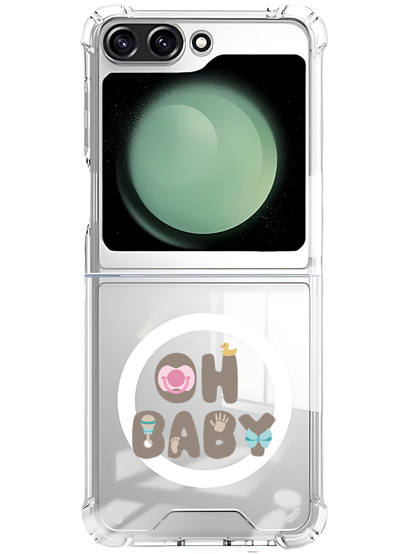 Theodor Magnetic Case for Samsung Galaxy Z Flip 5 Compatible with MagSafe Wireless Charging, Shockproof Phone Bumper Cover Oh baby - Image 1