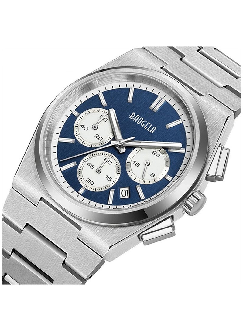 BAOGELA Stainless Steel Multifunctional Japanese Core Waterproof Calendar Men's Quartz Watch 22803B - Image 1