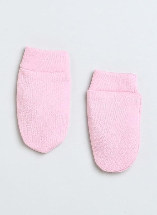 BUMZEE Pink Boys Cotton Cap Mitten Bootie Set Age - 0-3 Months (Peb9484) - Image 4