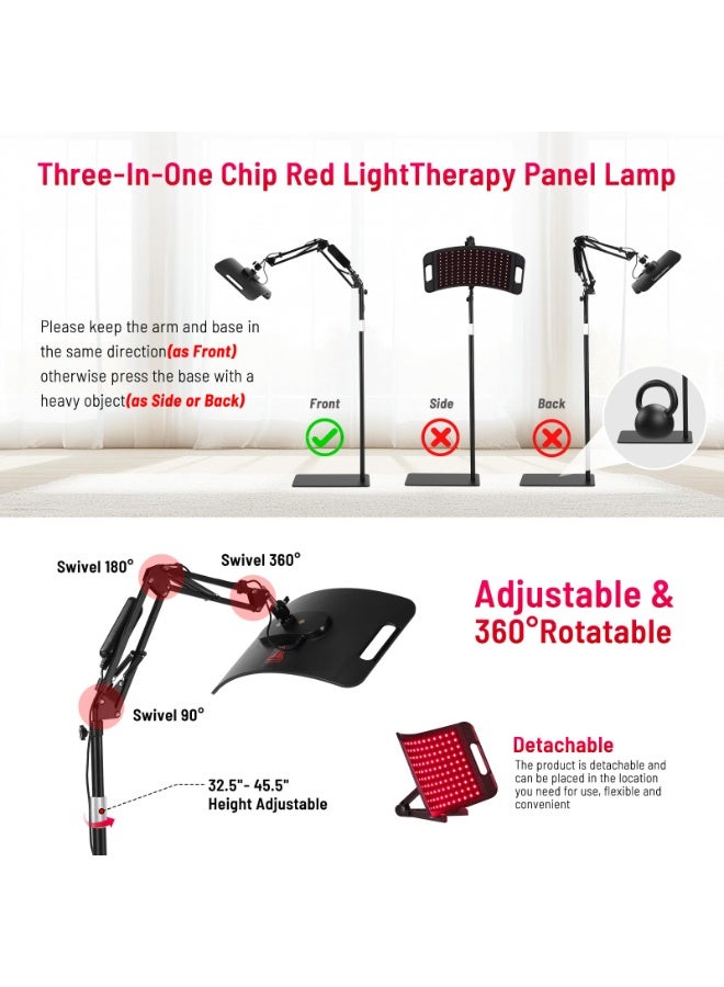 والالا جهاز العلاج بالضوء الأحمر للجسم 660 نانومتر و850 نانومتر، مصباح العلاج بالضوء تحت الأحمر مع حامل لتخفيف الألم، واستعادة العضلات، ودعم المفاصل، ورأس قابل للتعديل 360 درجة، ولوحة العلاج بالضوء الأحمر للاستخدام المنزلي - Image 5