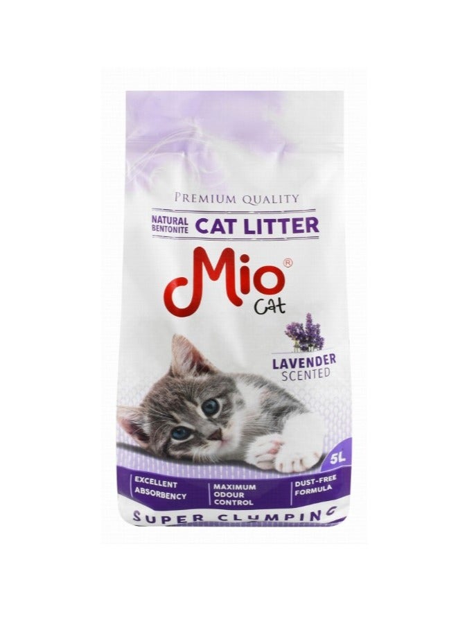 Bentonite Super Clumping Cat Litter Lavender Scent - dust free5 L