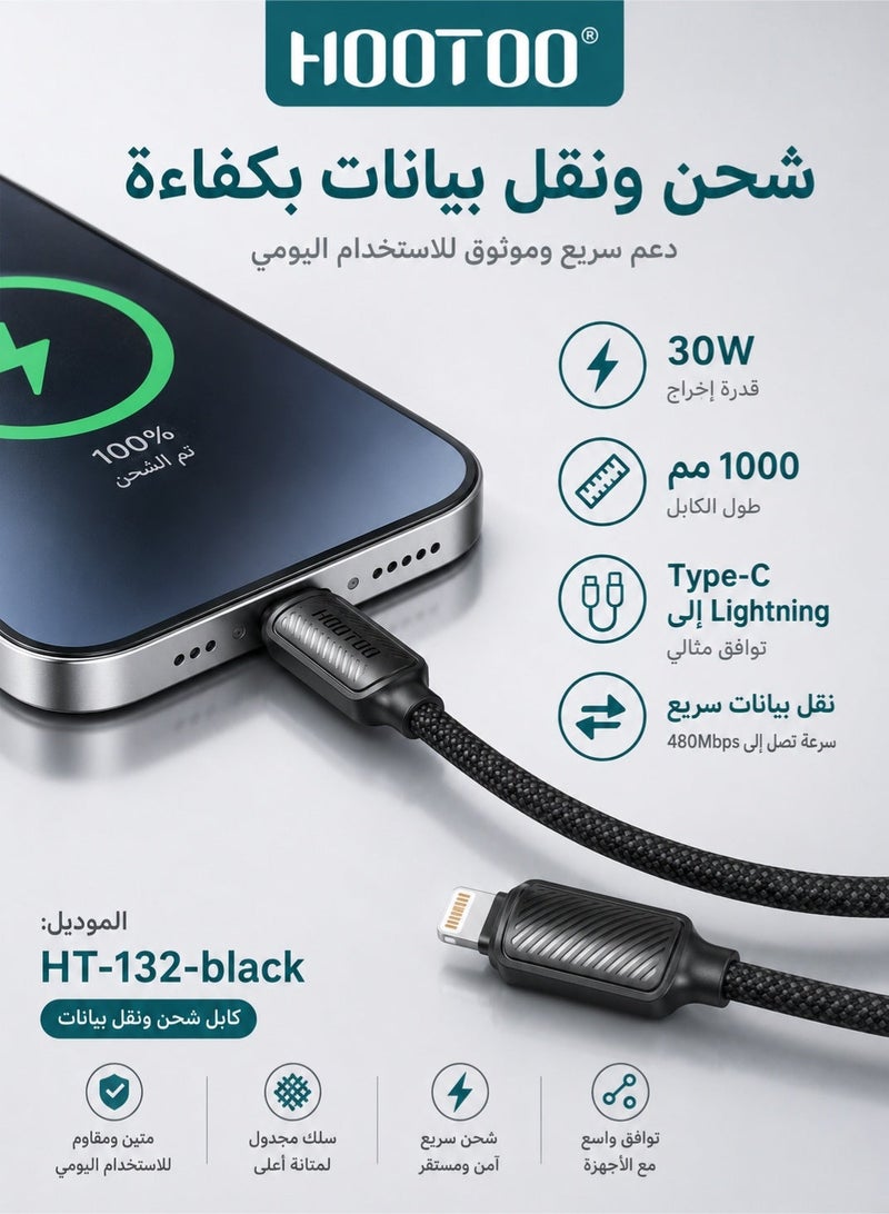 هوتو وصلة شحن 1 متر 30 واط سلك كيبل شاحن تايب سي لايفون اللون الاسود بقوة 30 واط يدعم منافذ تايب سي يدعم اجهزة الايفون والايباد كابل شحن سريع ايفون إلى نوع سي متين ومقاوم للحرارة، سلك شاحن سلك شاحن تايب سي شاحن ايفون اصلي سلك شاحن ايفون سلك شاحن شاحن ايفون تايب سي اصلي كابل شحن ايفون كيبيل ايفون كابل محمول كيبيل ايباد كيبل تايب سي - Image 5