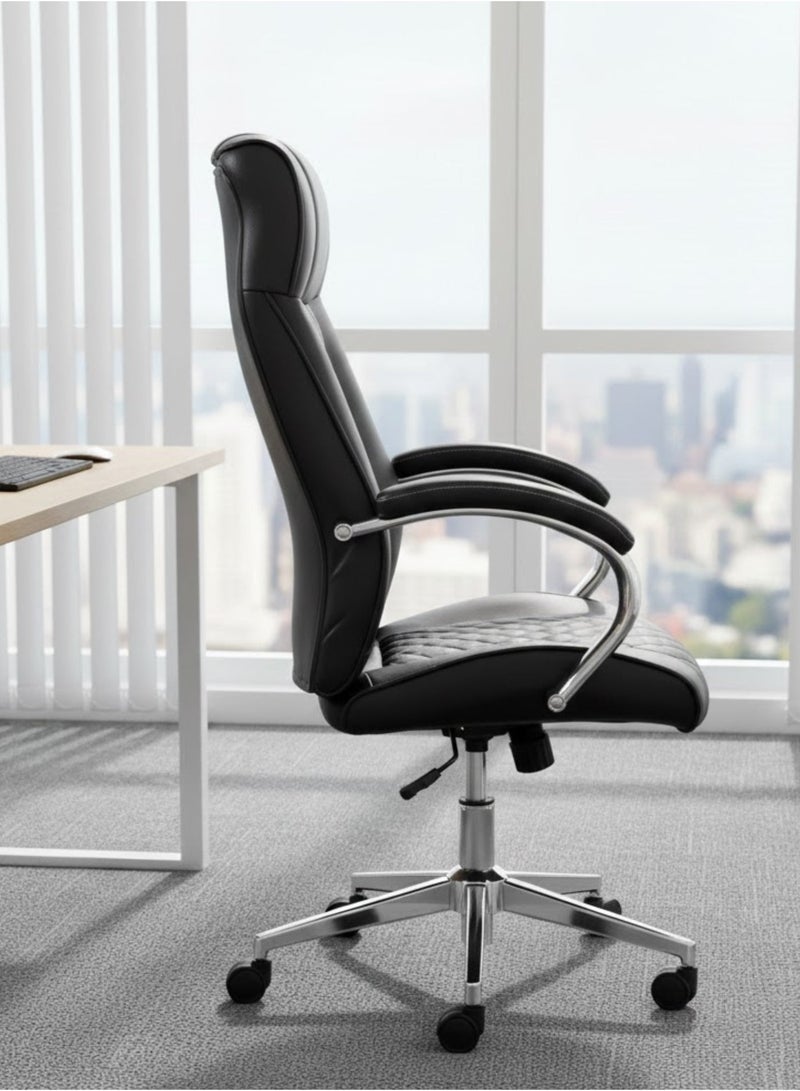 Furalux Ergonomic High Back Leatherette Boss Office Chair with Adjustable Height, Revolving Base & Soft Cushioned Armrests – Executive Computer Desk Chair - Image 2