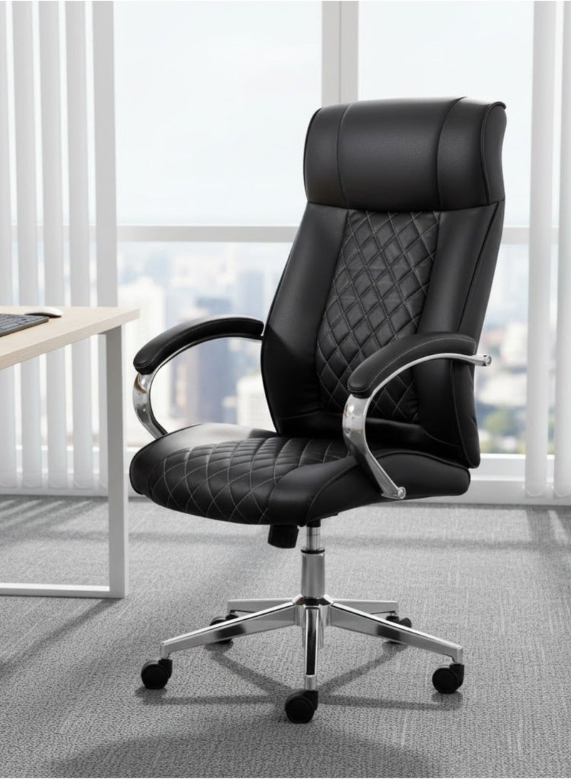 Furalux Ergonomic High Back Leatherette Boss Office Chair with Adjustable Height, Revolving Base & Soft Cushioned Armrests – Executive Computer Desk Chair - Image 1