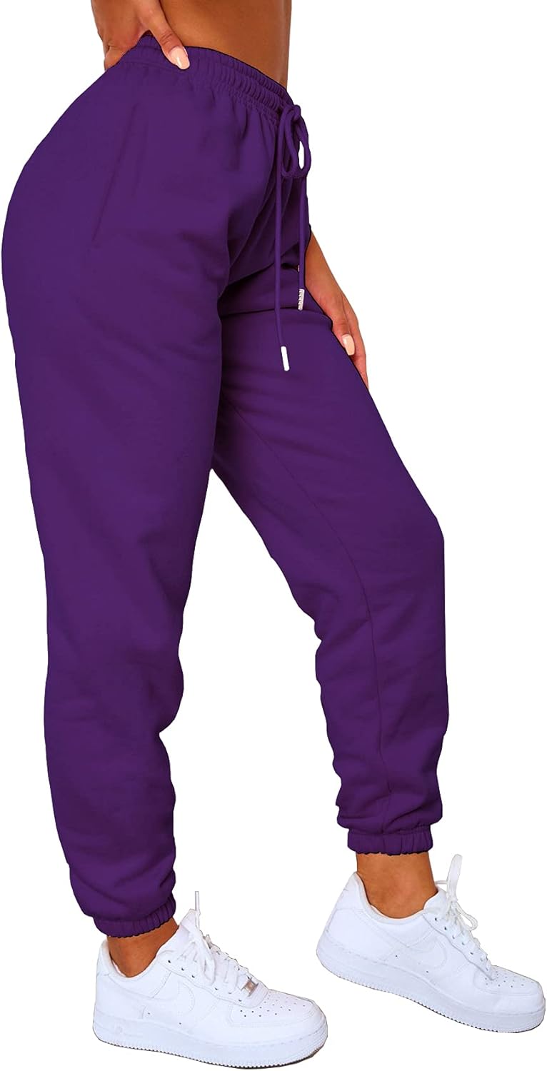 Waitfairy Womens High Waisted Sweatpants Drawstring Jogger Sweat Pants Cinch Bottom Workout Trousers - Image 1