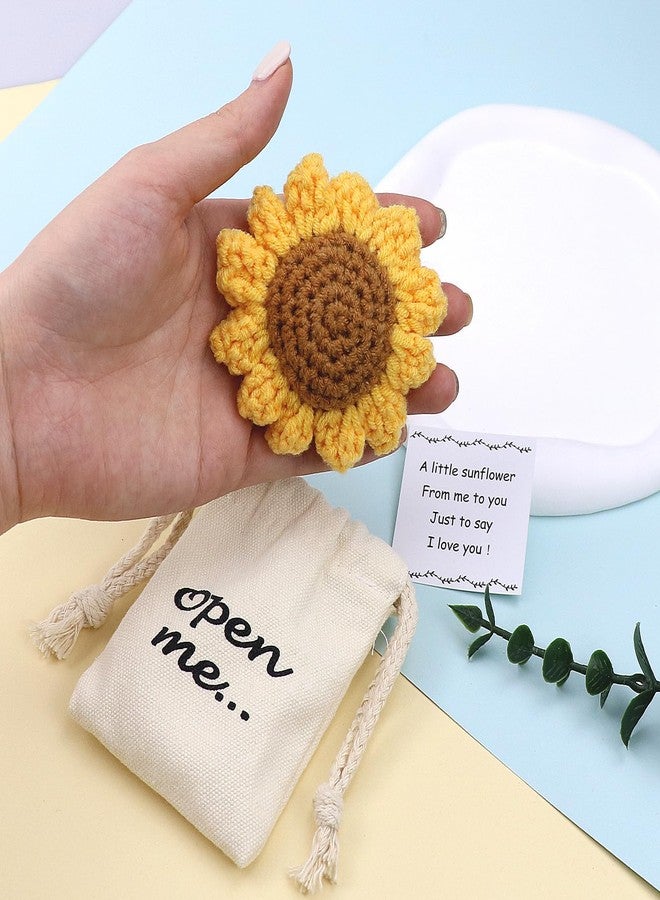 LUOKIFUR Pocket hug Sunflower Gift Crochet Inspirational Gifts for Family Friends Loved And Colleagues (Sunflower) - Image 4