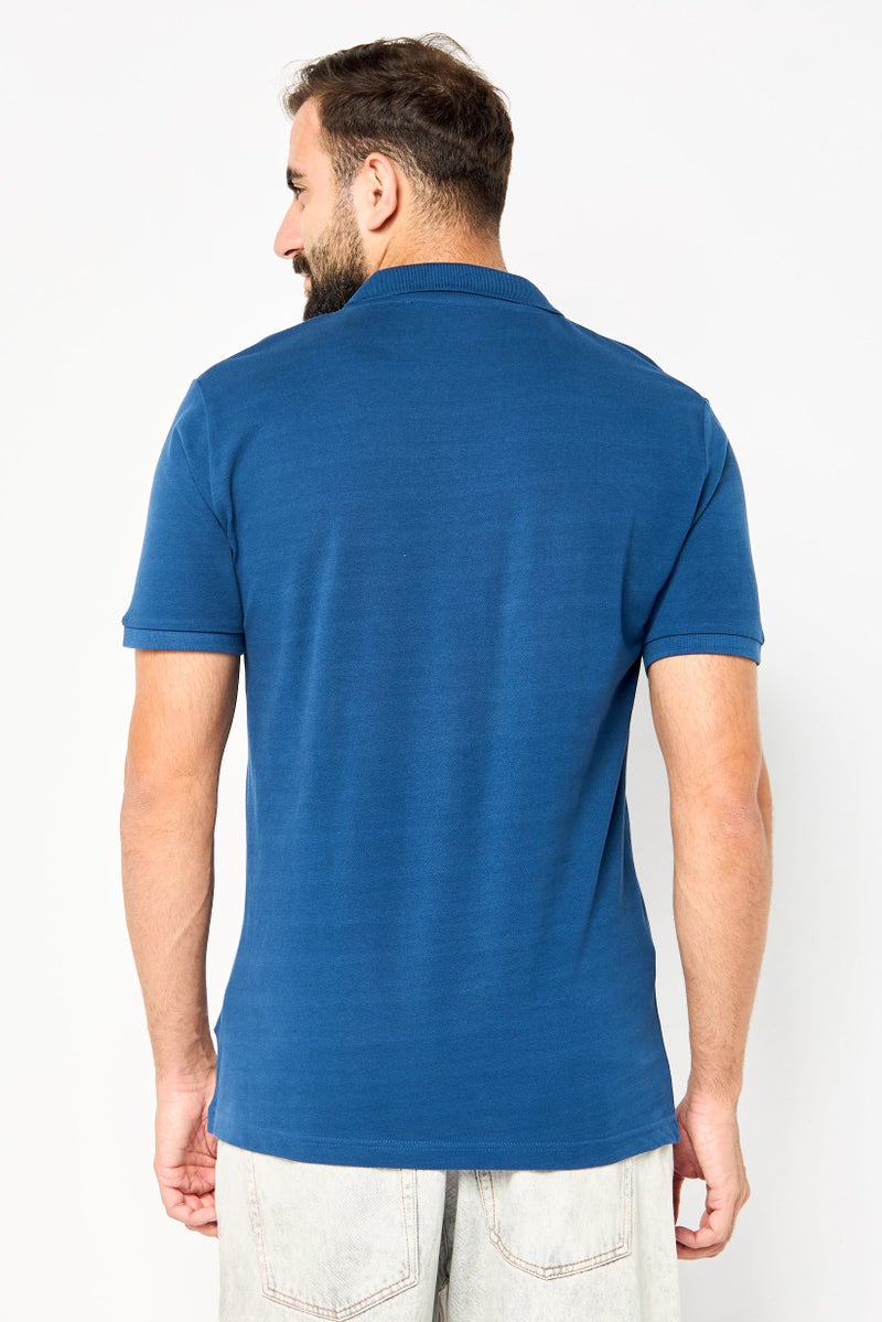 JOHN RICHMOND Men Regular Fit Brand Logo Short Sleeves Polo Shirt, Blue - Image 4