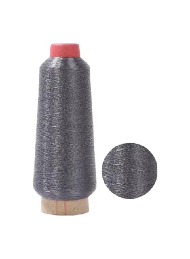 Metallic Zari Thread for Embroidery, Sewing, and Jewelry Making - Grey, 1 Cone - Image 1