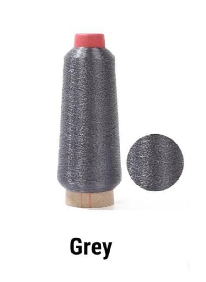 Metallic Zari Thread for Embroidery, Sewing, and Jewelry Making - Grey, 1 Cone - Image 2
