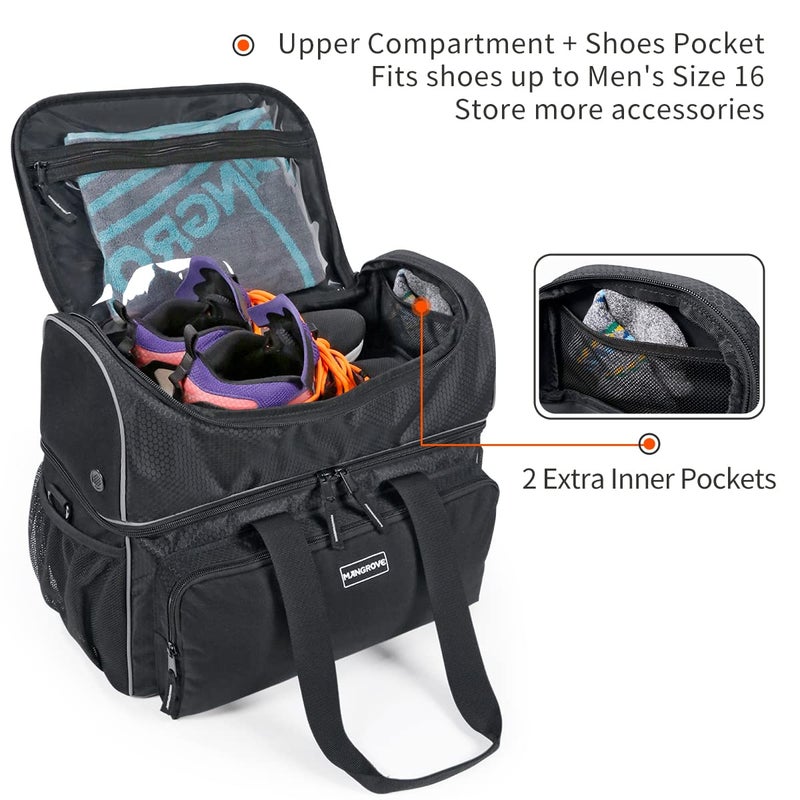 Mangrove 2 Ball Bowling Bag - Double Bowling Ball Bag with Dual Padded Holder & Mutiple Pockets - Fits Shoes Up to Mens Size 16 and Accessories - Image 5