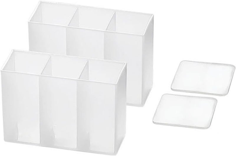 ACROWN Mini Wall Mount Storage Box, Compartment Transparent Plastic Makeup Brush Lipstick Holder Self-Adhesive Pen Holder Makeup Organizer for Home Office (18) - Image 2