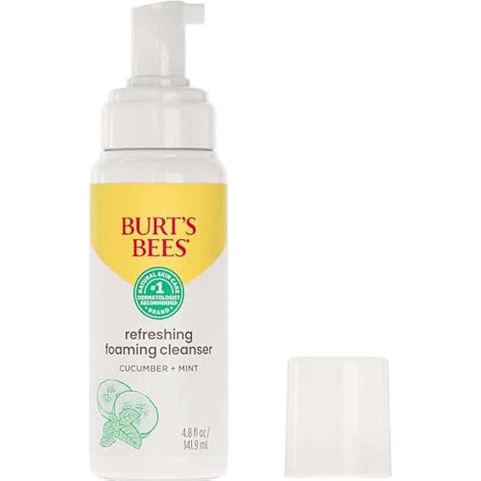 Burt's Bees Refreshing Foaming Face Cleanser and Face Wash with Cucumber and Mint, 4.8 Fluid - Image 1
