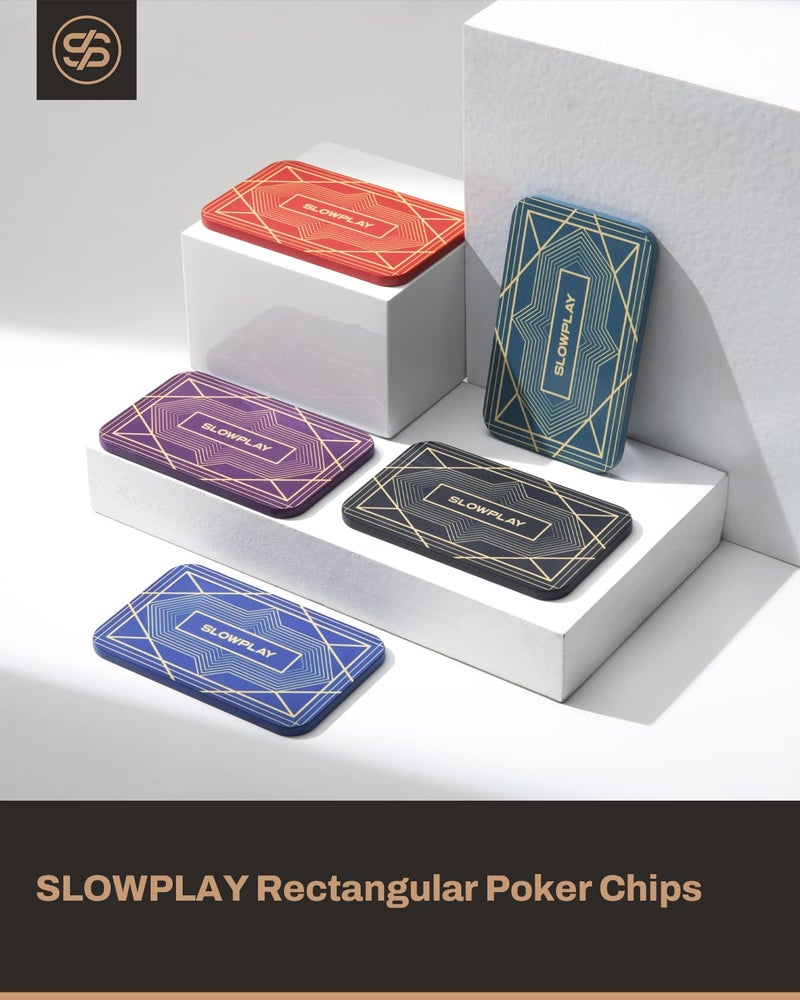SLOWPLAY Rectangular Poker Chips Plaques in Purple, Pack of 10 Pcs, European Style Professional Plaques Without Denomination, 34-Gram Ceramic Composite - Image 2
