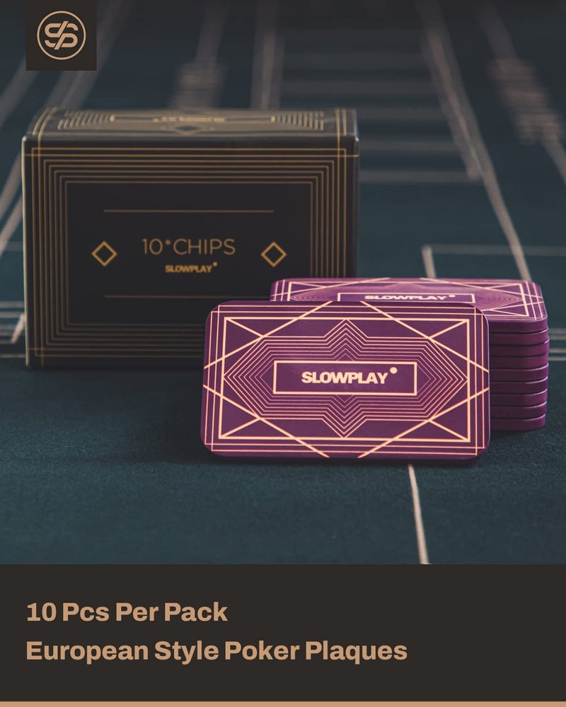 SLOWPLAY Rectangular Poker Chips Plaques in Purple, Pack of 10 Pcs, European Style Professional Plaques Without Denomination, 34-Gram Ceramic Composite - Image 3