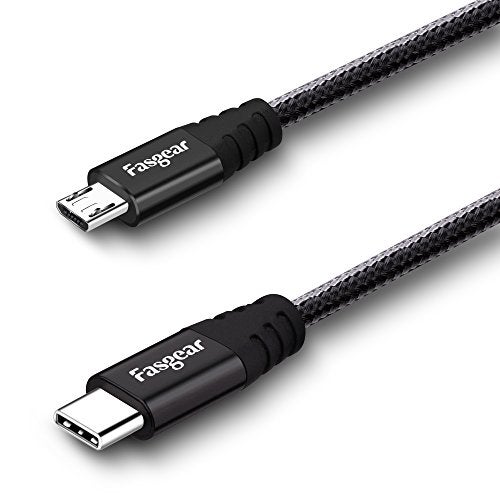 Fasgear USB C to Micro USB Cable 6ft Nylon Braided Type C to Micro USB Cord Compatible with Galaxy S6/S7, HTC One/10 and More (Black, 6ft) - Image 1