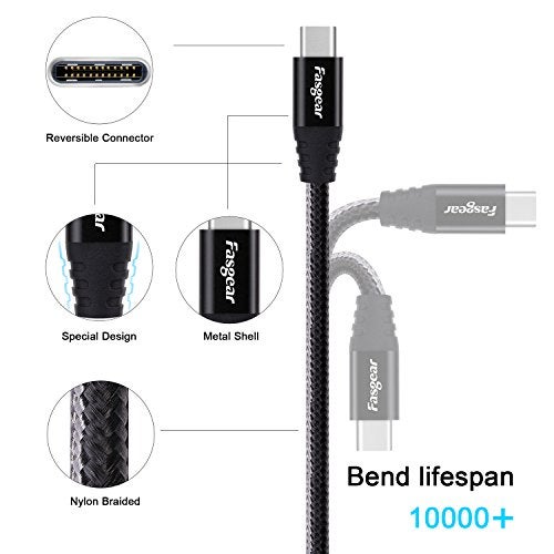 Fasgear USB C to Micro USB Cable 6ft Nylon Braided Type C to Micro USB Cord Compatible with Galaxy S6/S7, HTC One/10 and More (Black, 6ft) - Image 3