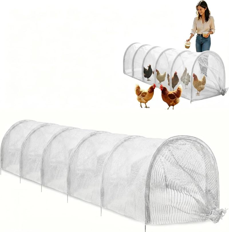Chicken Run Tunnel 120X18X18 Inch Portable Chicken Coop For Ducks Geese Rabbits - Foldable Poultry Pen With Expandable Design For Backyard Outdoor Use - Image 2