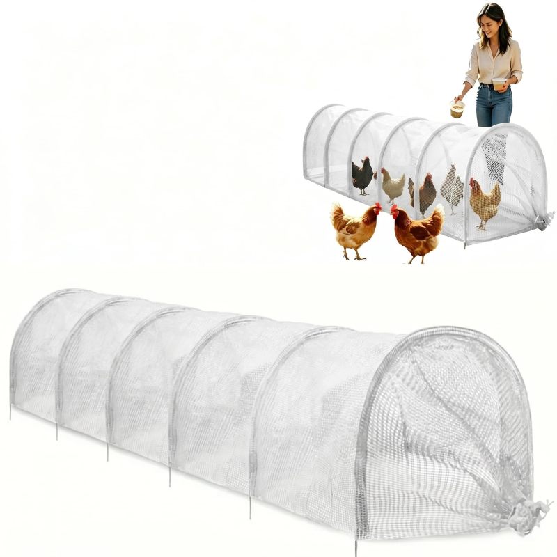 Chicken Run Tunnel 120X18X18 Inch Portable Chicken Coop For Ducks Geese Rabbits - Foldable Poultry Pen With Expandable Design For Backyard Outdoor Use - Image 1