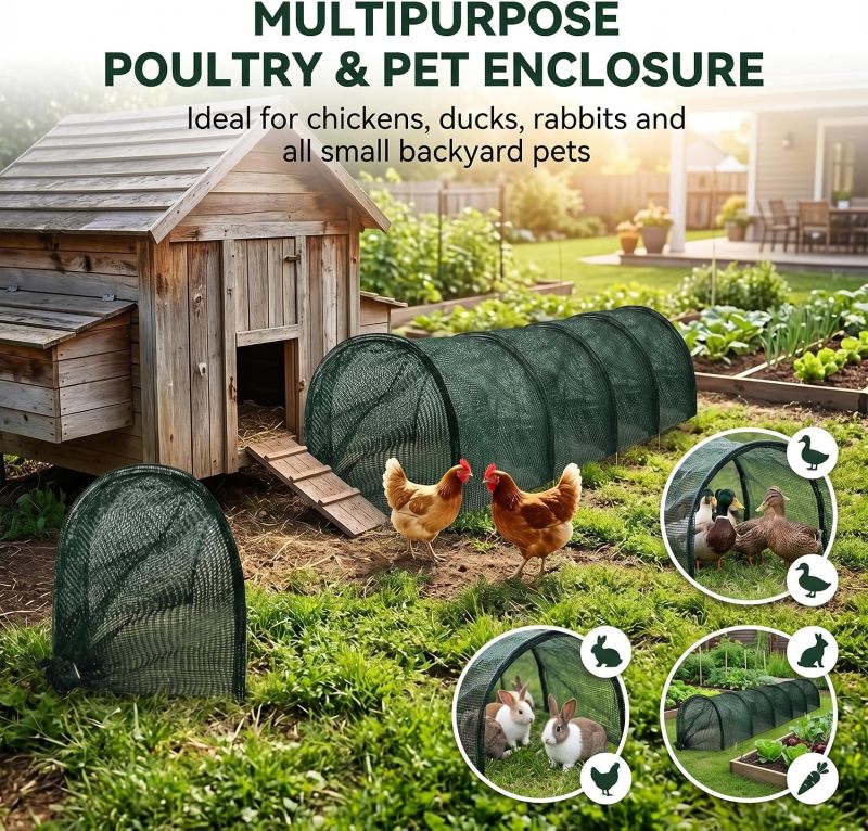 Chicken Run Tunnel 120X18X18 Inch Portable Chicken Coop For Ducks Geese Rabbits - Foldable Poultry Pen With Expandable Design For Backyard Outdoor Use - Image 5
