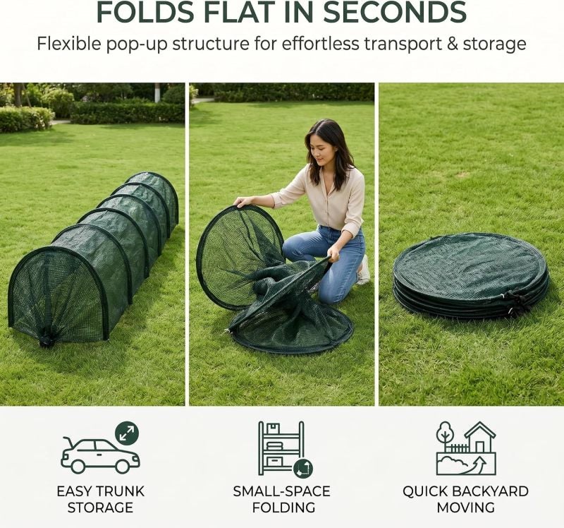 Chicken Run Tunnel 120X18X18 Inch Portable Chicken Coop For Ducks Geese Rabbits - Foldable Poultry Pen With Expandable Design For Backyard Outdoor Use - Image 4