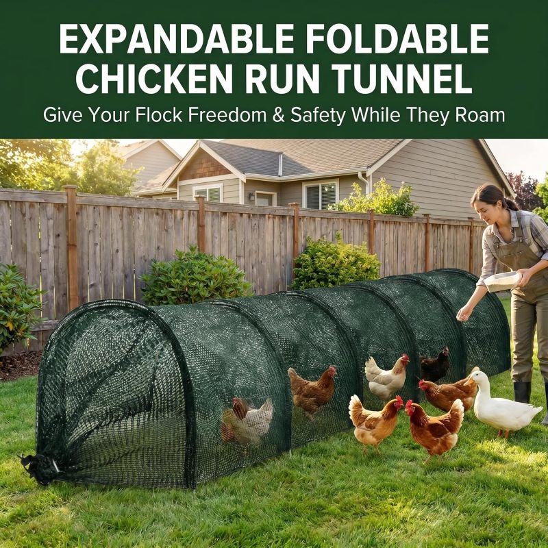 Chicken Run Tunnel 120X18X18 Inch Portable Chicken Coop For Ducks Geese Rabbits - Foldable Poultry Pen With Expandable Design For Backyard Outdoor Use - Image 3
