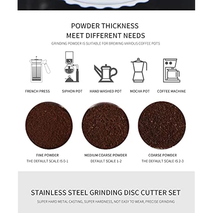 rayihni Electric Coffee Bean Grinder 250G CommercialHome Milling Grinding Machine 180W Automatic Burr Grinder Professional Miller 8 Fine  Coarse Grind Size Settings Stainless Steel Cutter Pulverizer - Image 3