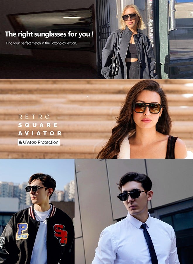 AZorb Sunglasses Men Women Aviator Double Bridge Sun Glassess for Mens Women Square Gold Trend Design Men's Ladies Eyewear Luxury Sunglass UV400 Protection Shades Brown - Image 5