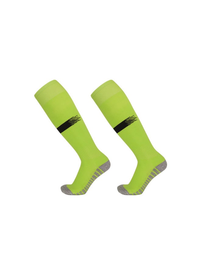 Fluorescent Green Adult Summer High-tube Football Socks, Breathable Towel-soled Training Sports Socks, Children's Non-slip Long-tube Socks