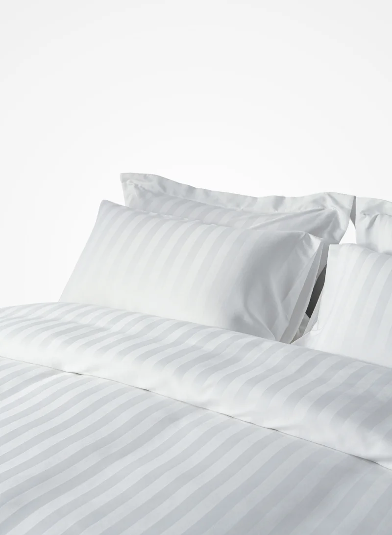 Master Home Textile Microfiber Hotel Duvet Cover Sets, Fits 160 cm x 200 cm Size Bed, 4 Pcs Queen Size, Hotel Stripe Pattern