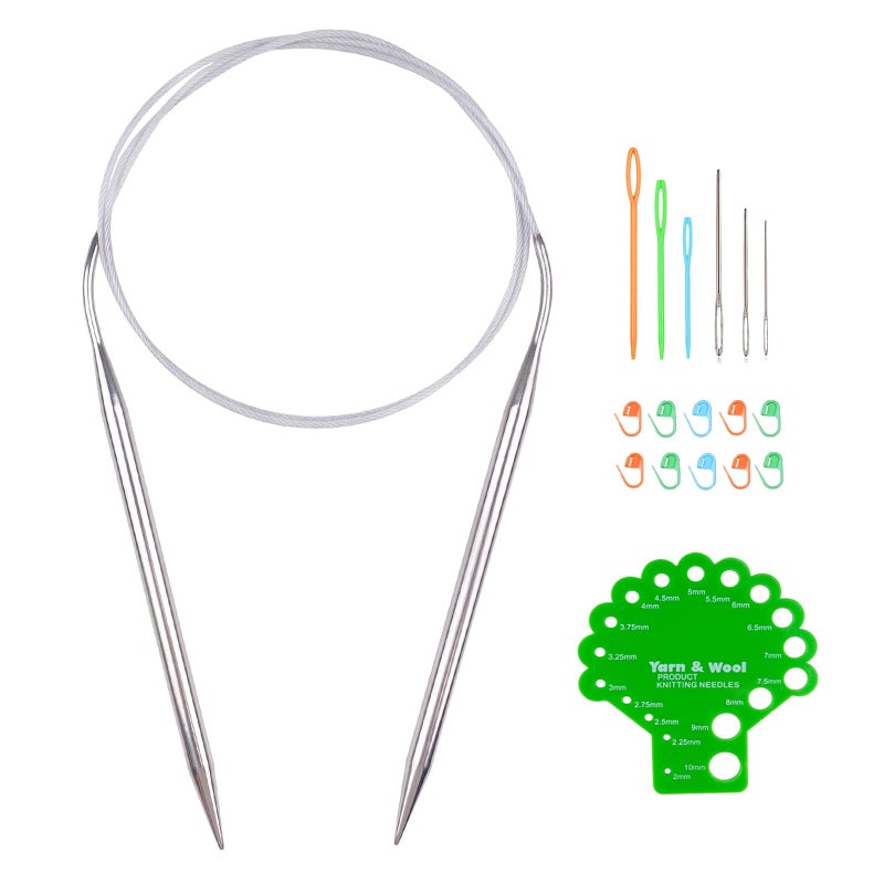 Hobekoee Circular Knitting Needle 40 inch 100cmSize US 10 60mm Round Stainless Steel Knitting Needles for Smoothly Knit BlanketSweaterCoasterSocks - Image 3