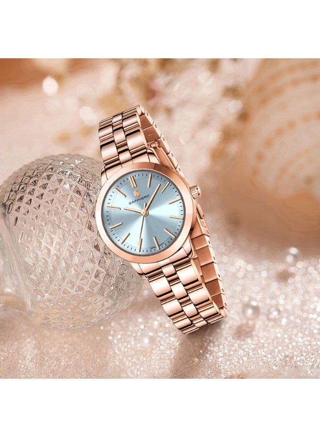 Sapphero ساعة يد سابفيرو نسائية فاخرة سوار ستانلس ستيل مقاومة للماء - Image 3