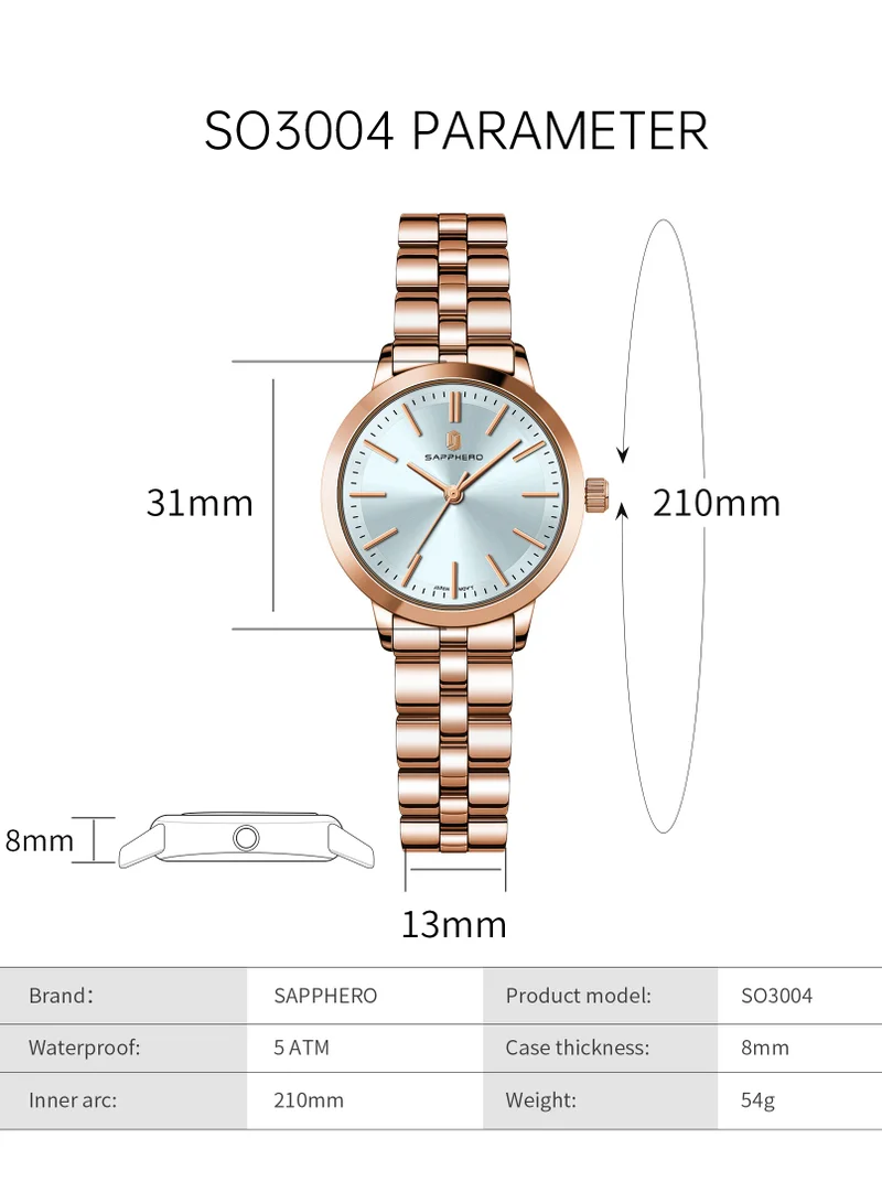Sapphero  SAPPHERO Wrist Watch for Women Luxury Ladies Watches Women's Bracelet Watch Small Stainless Steel Analog 5ATM Waterproof Watches for for Women | Best Price UAE