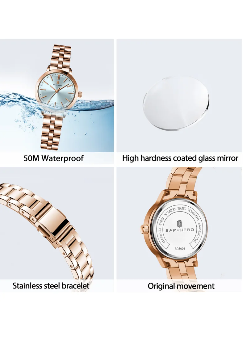 Sapphero  SAPPHERO Wrist Watch for Women Luxury Ladies Watches Women's Bracelet Watch Small Stainless Steel Analog 5ATM Waterproof Watches for for Women | Best Price UAE