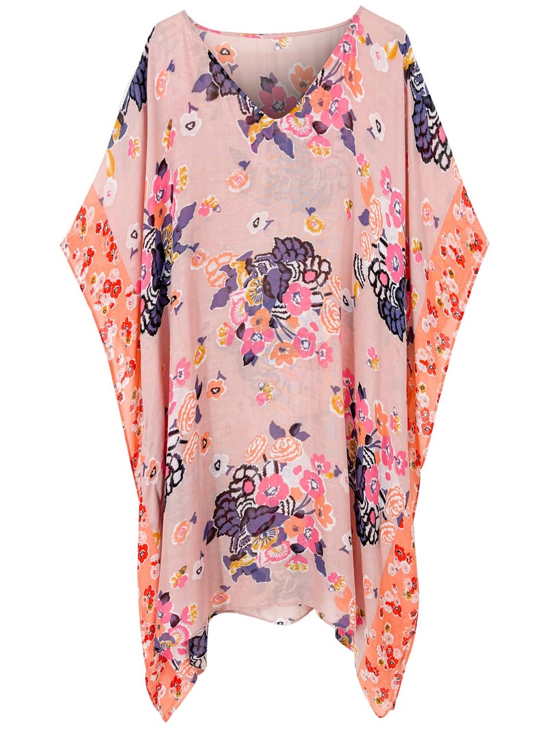 Moss Rose Caftan for Women Beach Cover up Swimsuit Kimono Cardigan with Bohemian Floral Print - Image 2