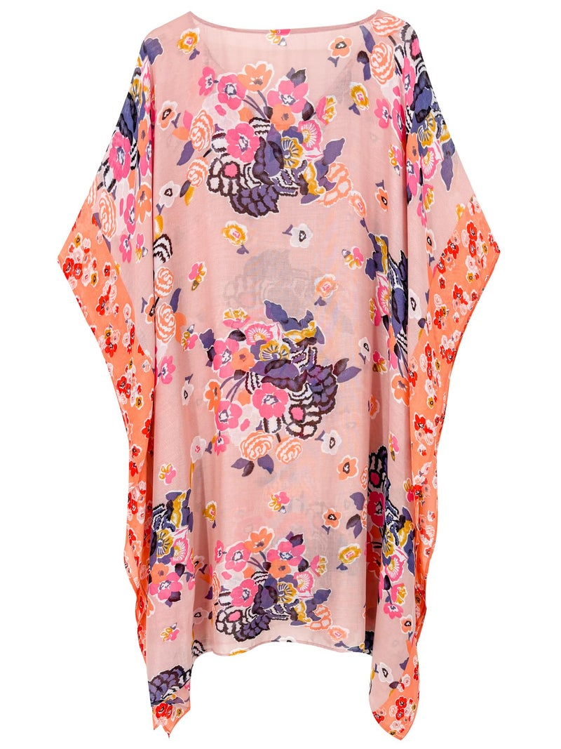 Moss Rose Caftan for Women Beach Cover up Swimsuit Kimono Cardigan with Bohemian Floral Print - Image 3