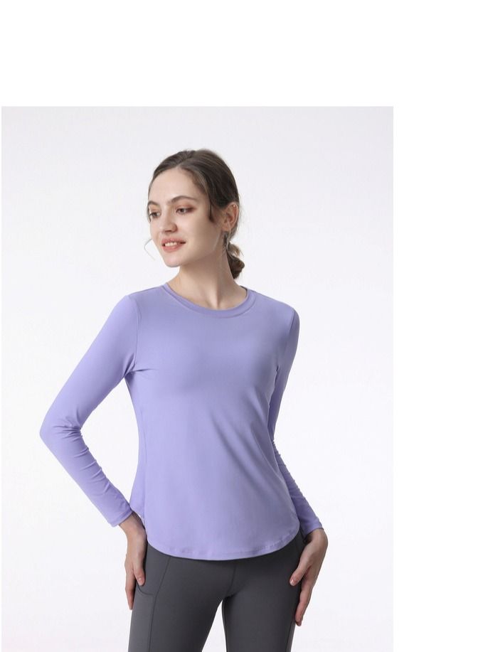 Loquat Fitness Exercise Running Speed Dry T-shirt Yoga Clothing Purple 