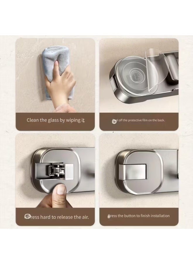 Vacuum Suction Cup Hooks ,Modern Wall Mount Suction Cup Hook Rack with Hidden Hooks - Easy Installation, No Drilling Required and Traceless Removal - Foldable Plastic Storage Box for Home Decor, Entryway or Bathroom Storage, Accessory Holder | Foldable Hooks | Drill-Free Installation, Bathroom Wall Mount Organizer - Image 2