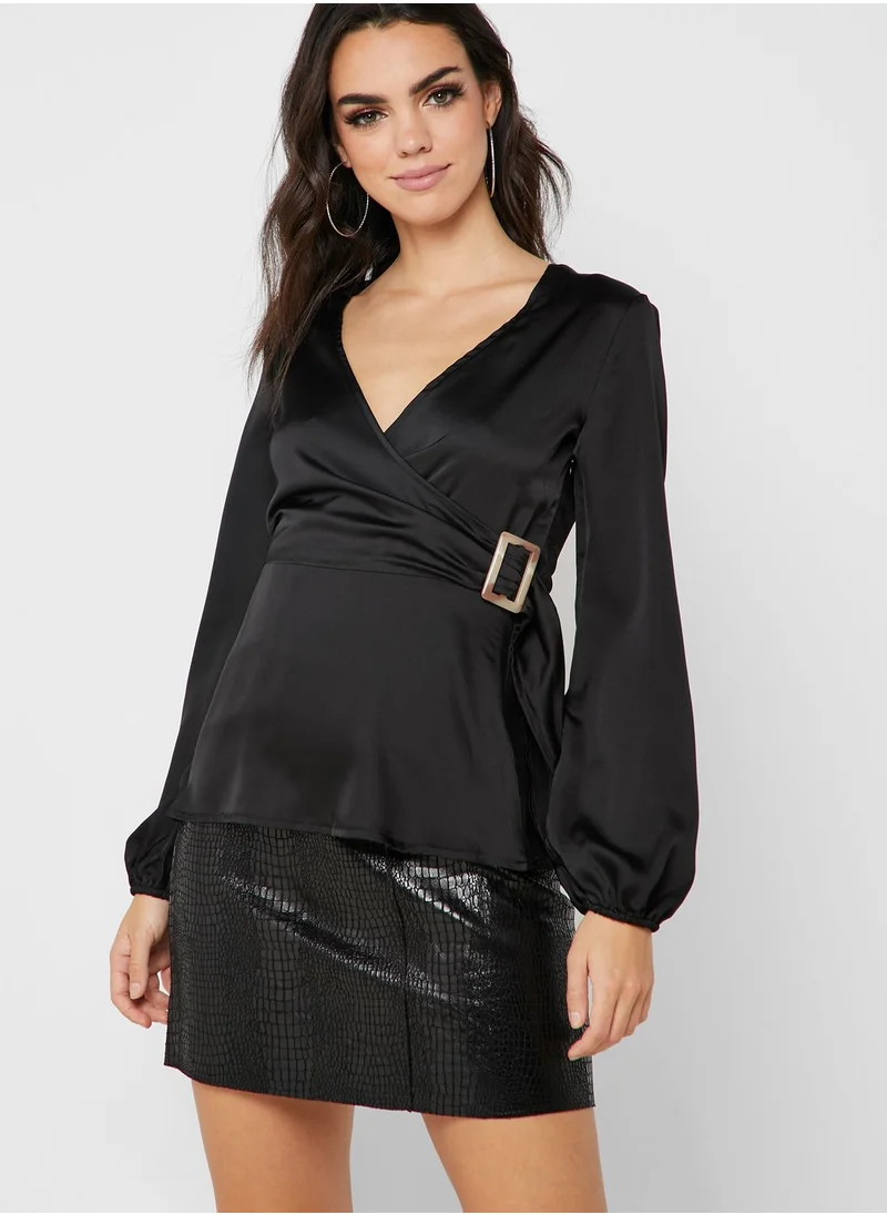 Missguided Side Buckle Wrap Top