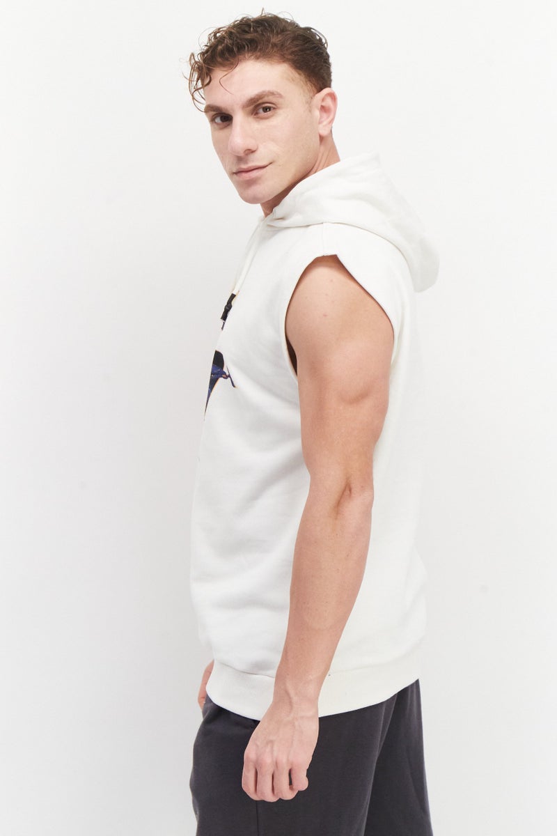 DIFUZED Men Graphic Print Sleeveless Hoodies, White - Image 4