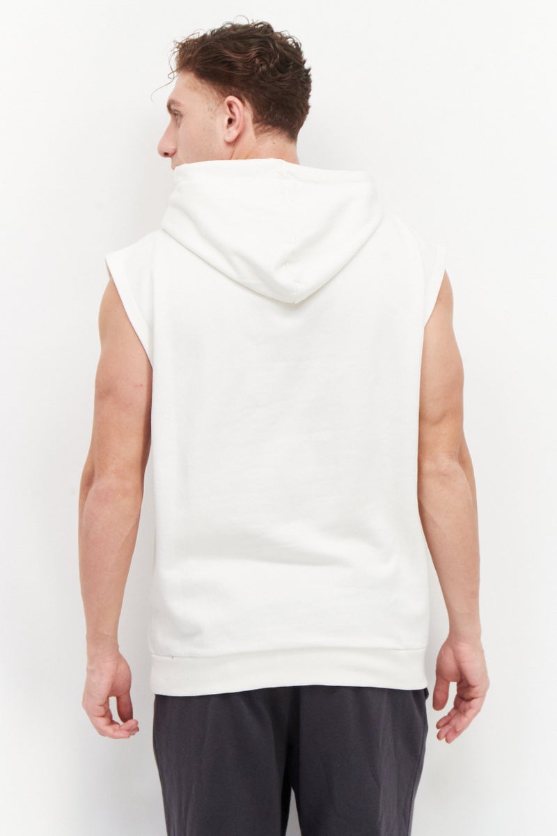 DIFUZED Men Graphic Print Sleeveless Hoodies, White - Image 2