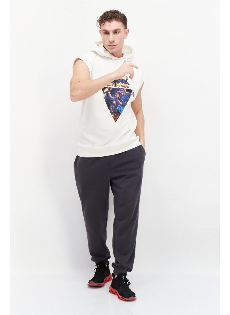 DIFUZED Men Graphic Print Sleeveless Hoodies, White - Image 5