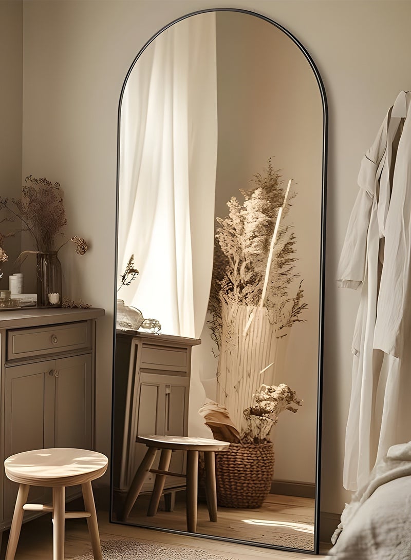 تايمي مرآة كبيرة بتصميم انيق 160x50سم - مرآة كاملة الطول باطار معدني أسود وستاند خلفي - تصميمها الرائع يناسب غرفة المعيشة وغرف اللبس وغرف النوم - Image 5