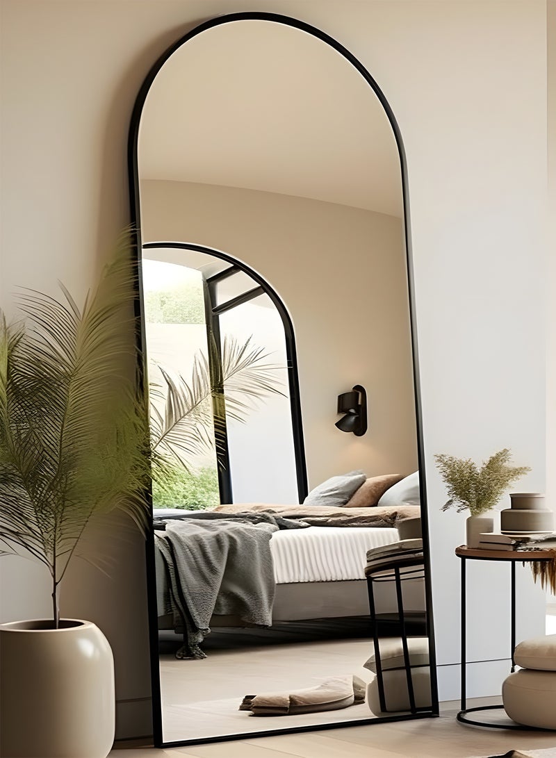 تايمي مرآة كبيرة بتصميم انيق 160x50سم - مرآة كاملة الطول باطار معدني أسود وستاند خلفي - تصميمها الرائع يناسب غرفة المعيشة وغرف اللبس وغرف النوم - Image 4