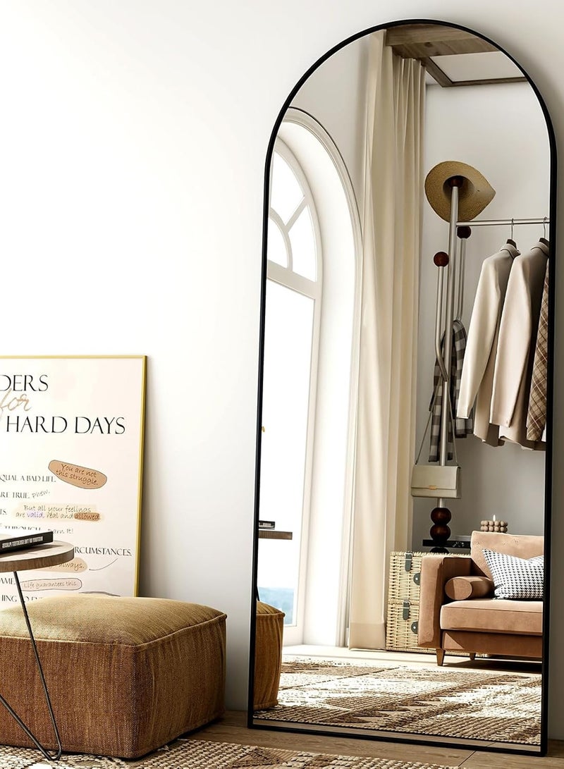 تايمي مرآة كبيرة بتصميم انيق 160x50سم - مرآة كاملة الطول باطار معدني أسود وستاند خلفي - تصميمها الرائع يناسب غرفة المعيشة وغرف اللبس وغرف النوم - Image 1