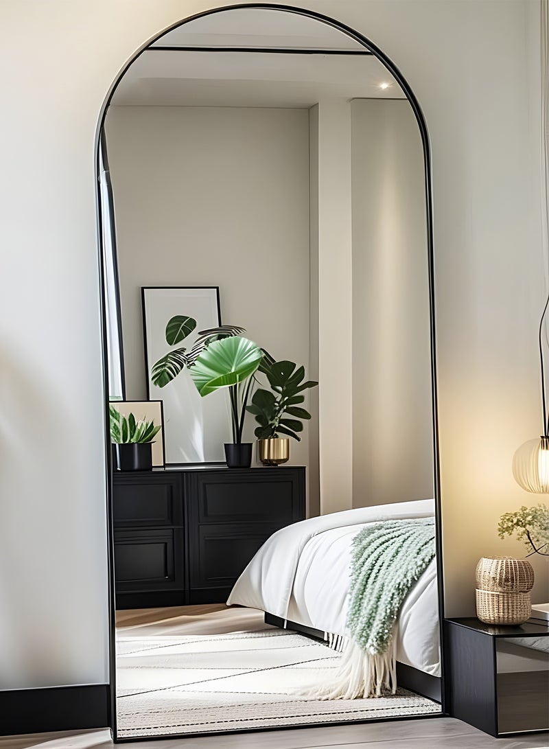 تايمي مرآة كبيرة بتصميم انيق 160x50سم - مرآة كاملة الطول باطار معدني أسود وستاند خلفي - تصميمها الرائع يناسب غرفة المعيشة وغرف اللبس وغرف النوم - Image 3