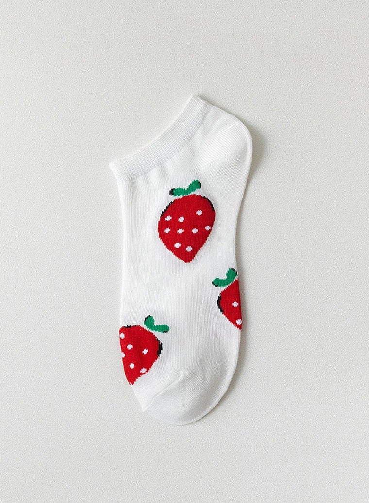 1 Pair Cute Sweet Strawberry Crew Socks Casual Cute Short socks Fashion Ankle Socks for Girl Women  - Image 1