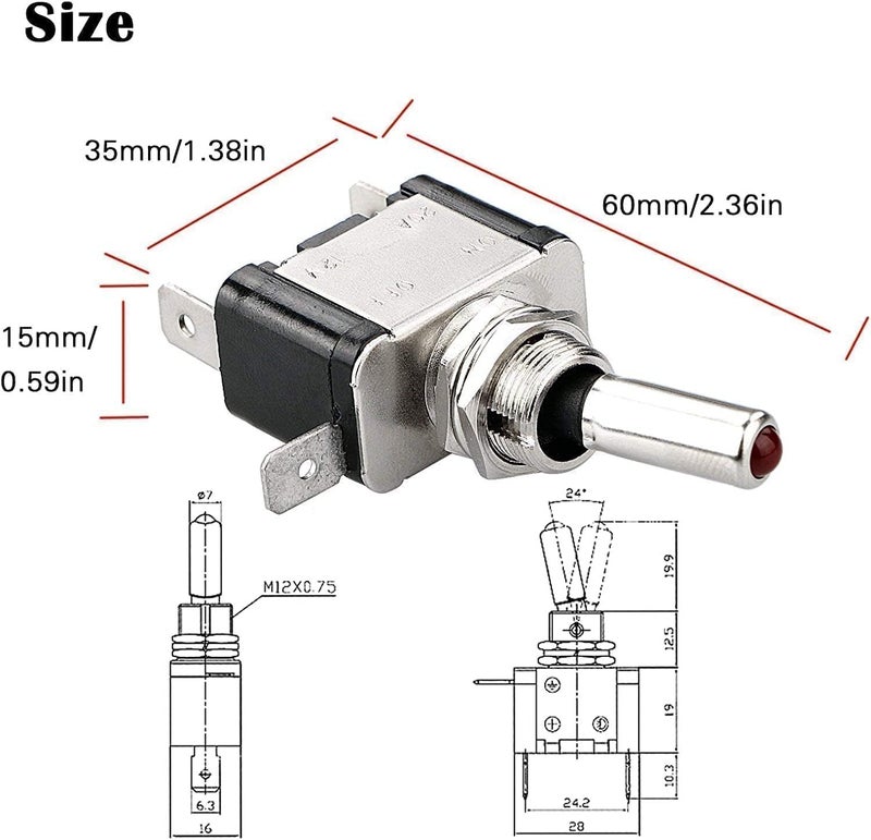 Linkstyle 5PCS LED Lighted Rocker Toggle Switch Set - Image 2